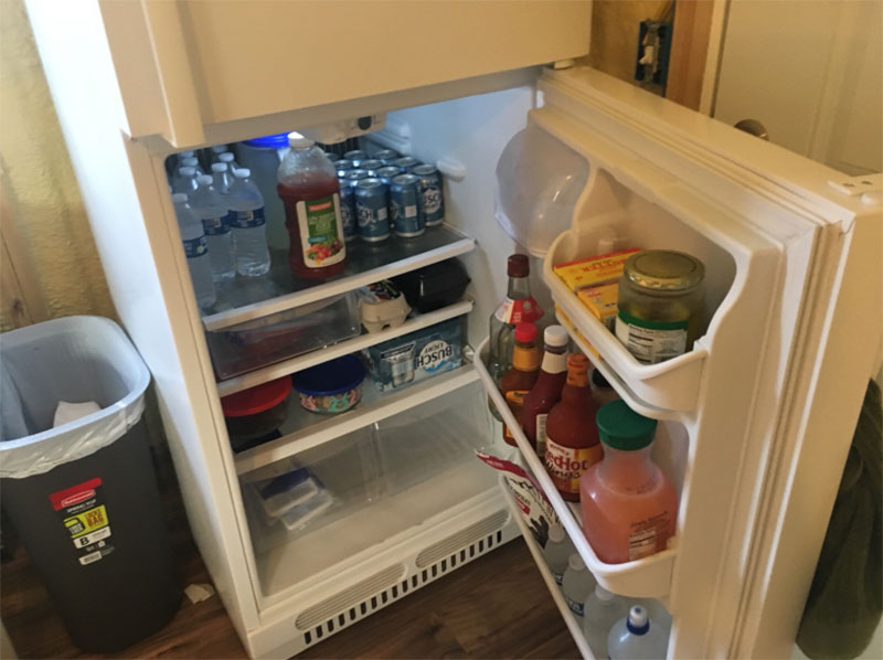 Propane fridge in off grid cabin