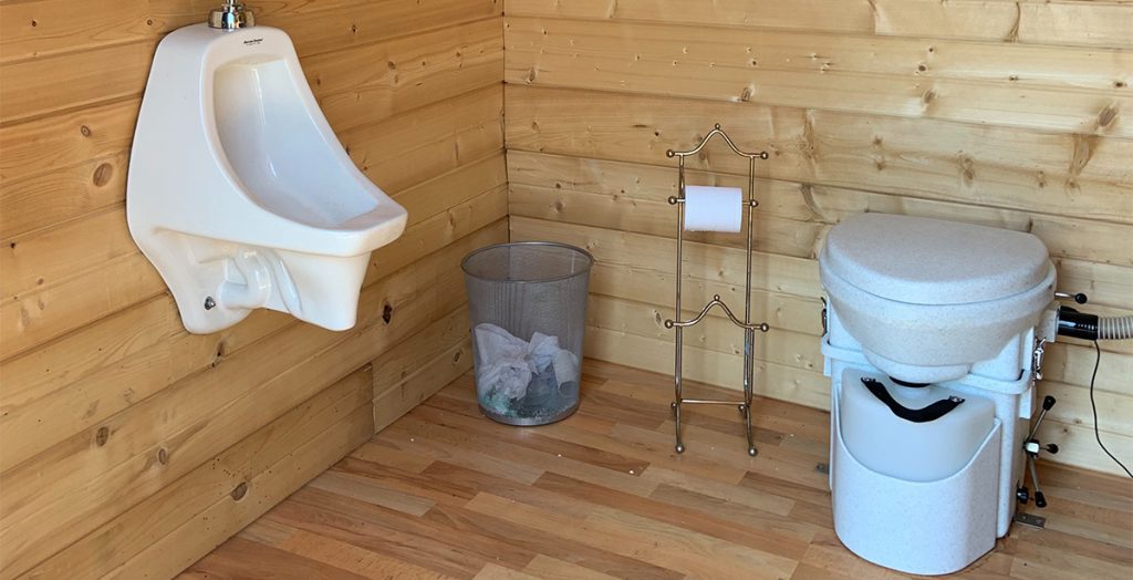 Shed outhouse with composting toilet