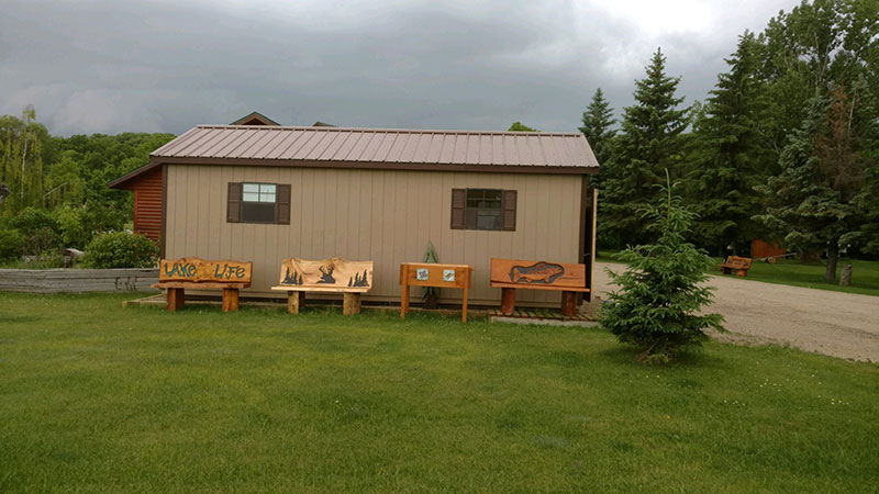 Chainsaw carver studio shed in minnesota