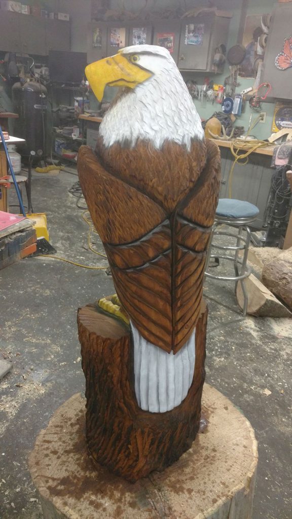 Chainsaw carving eagle in north dakota