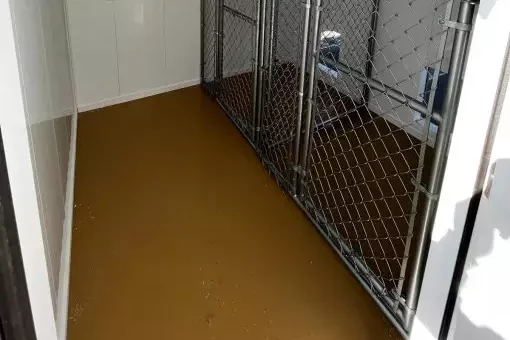 polyurea floor in wooden dog kennels in SD