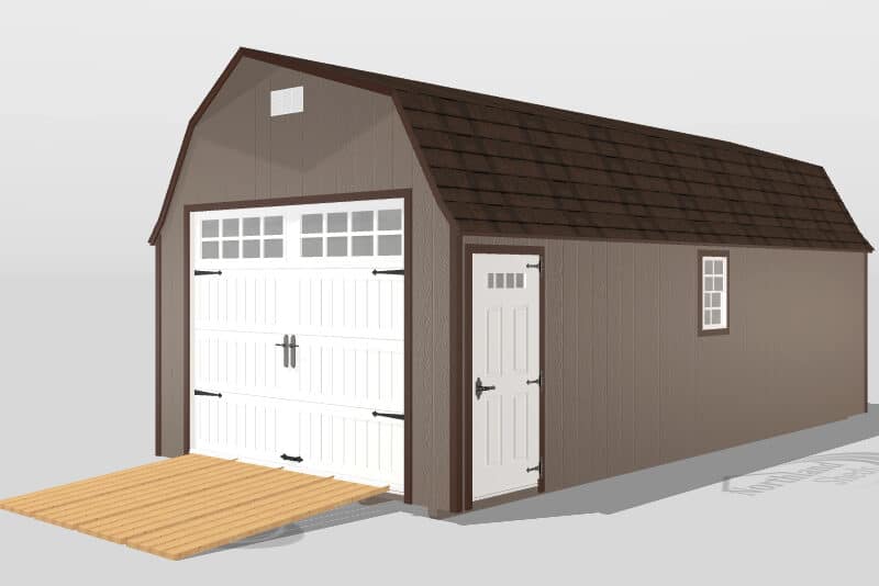 12x24 Garage High Barn Brown