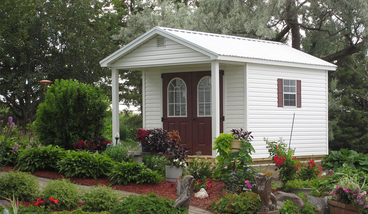 Vinyl cabin shed with porch for sale