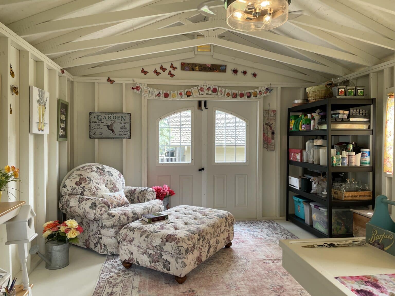 12x24 Ranch Cottage Shed interior with large double door