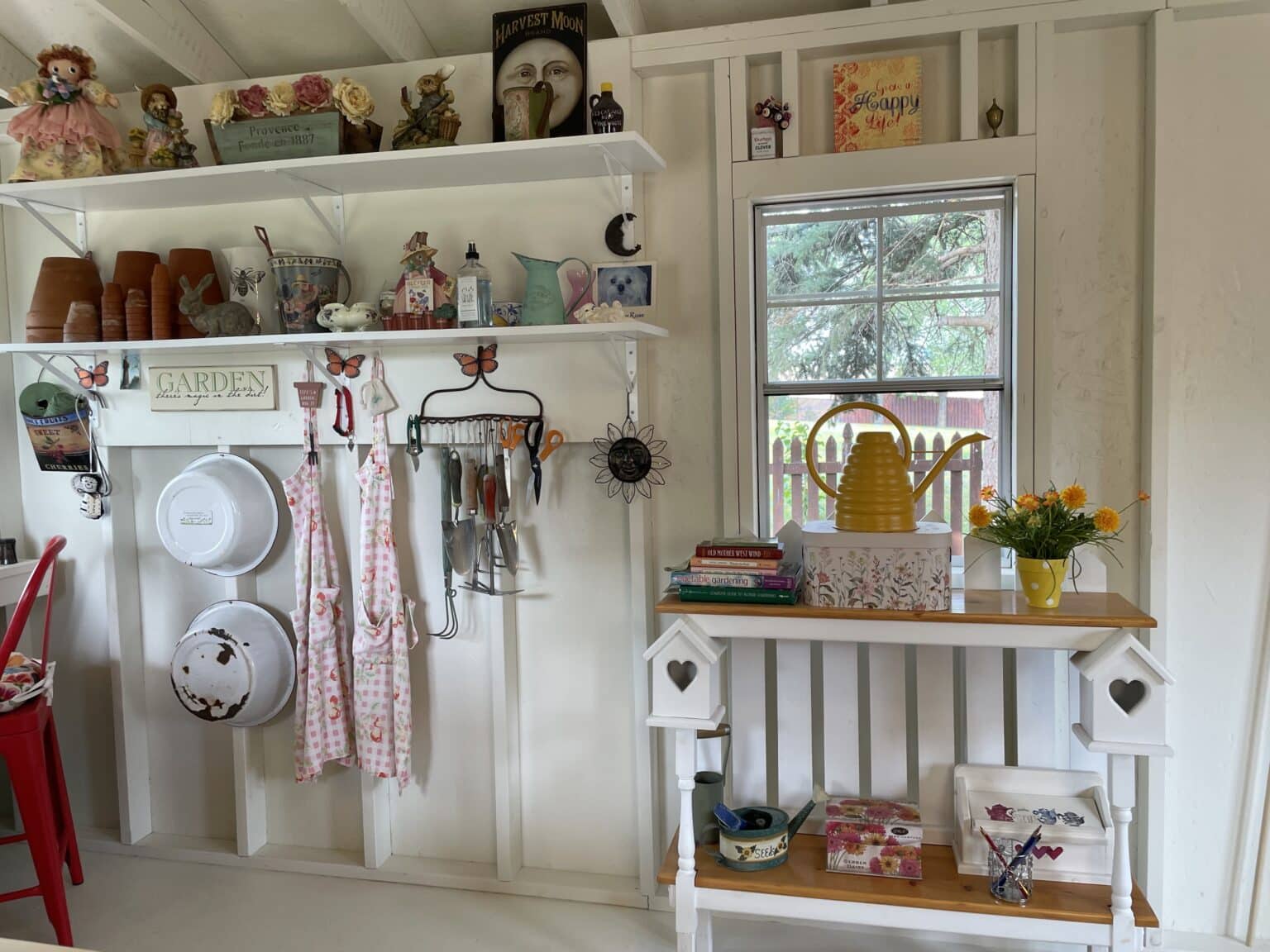 12x24 Ranch Cottage Shed interior with knickknacks