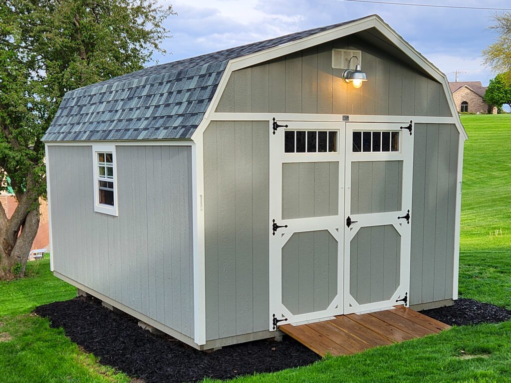 12x16 gray high barn wooden storage shed in ida grove iowa