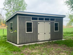 studio shed with a concrete pad in nd