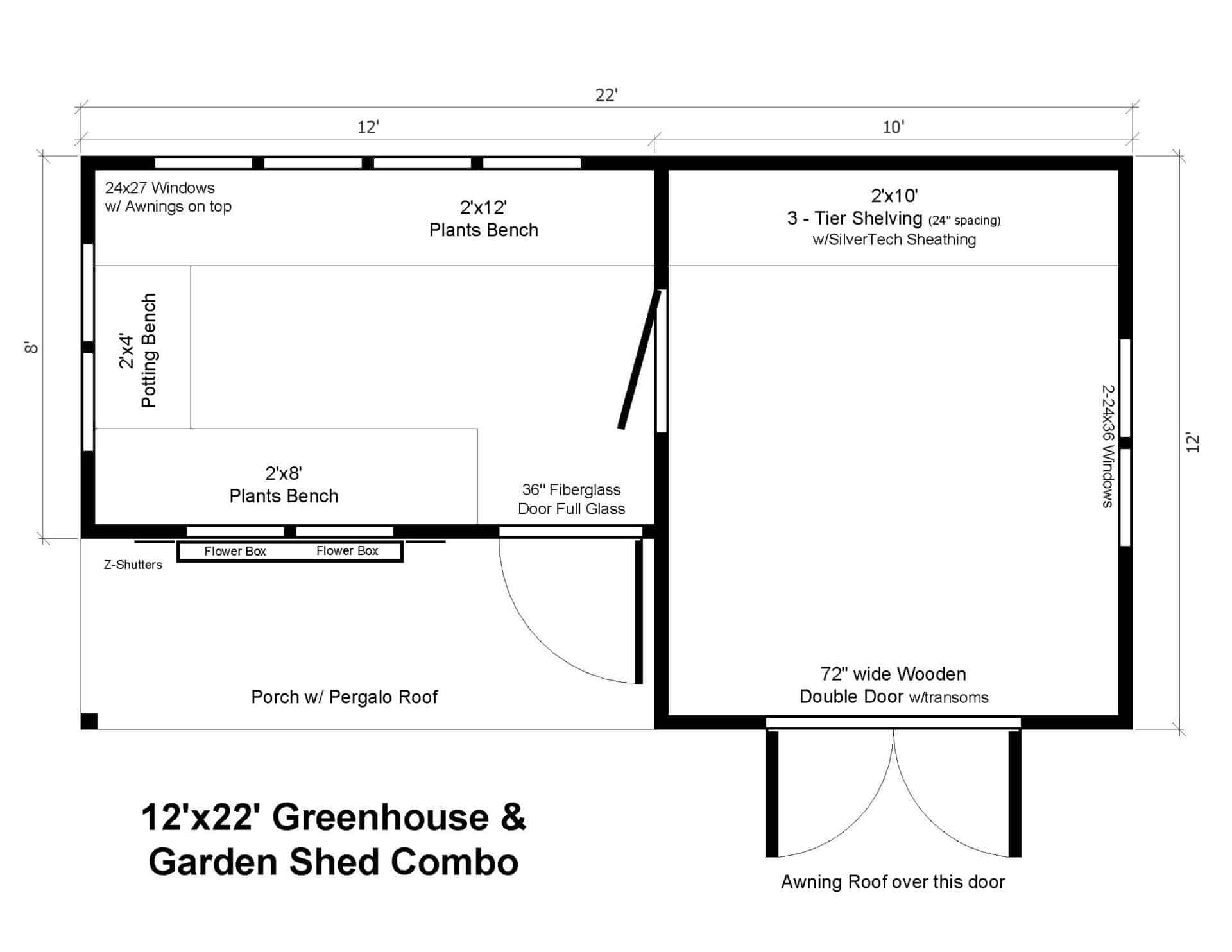 12'x22' Greenhouse & Garden Shed Combo For Sale| #103907 | Northland Sheds